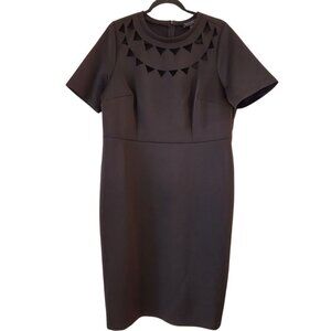 Eloquii Black Cocktail Dress LBD Midi Collar Cut-Outs Career Women's 18